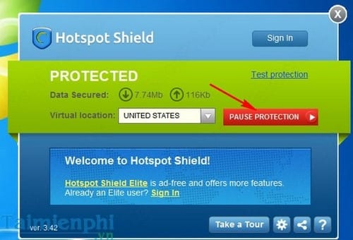 Tắt VPN trên Hotspot Shield, mạng ảo riêng khi vào Facebook bị chặn bằng Hotspot Shield