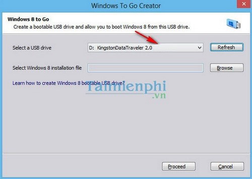 Cài Windows 8 chạy trên USB với Windows 8 To Go Creator