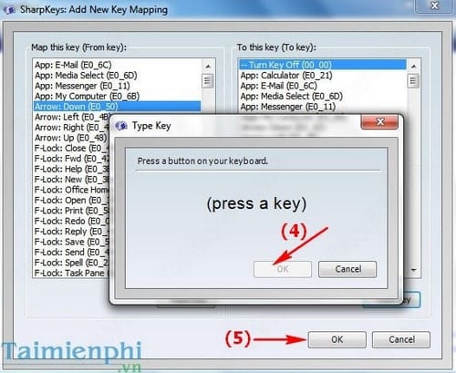 Chuyển đổi chức năng giữa các phím trên bàn phím Windows 7/XP