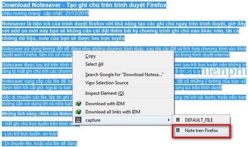 Cách lưu văn bản và ghi chú trên trình duyệt Firefox