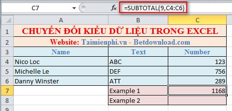 Excel - Hàm SUBTOTAL, hàm tính toán cho một nhóm trong danh sách