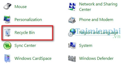 Hướng dẫn thêm thùng rác vào Control Panel trong Windows