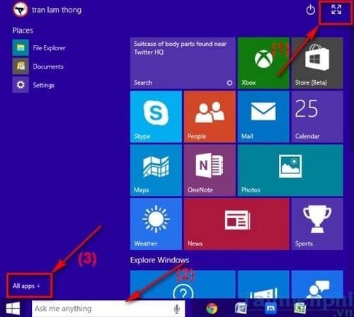 Windows 10 Build 9926 có những thay đổi gì trong Menu Start