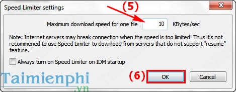 Giới hạn tốc độ download cho IDM