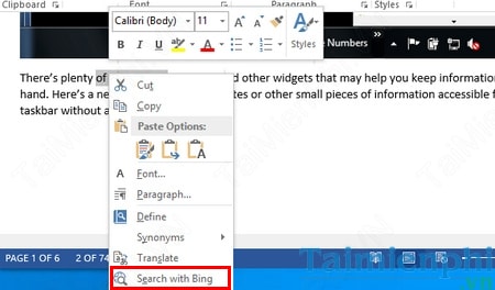 Đổi công cụ tìm kiếm Bing mặc định trong Word 2013