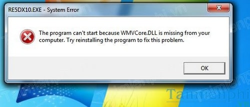 Chữa lỗi thiếu file WMVCore.DLL