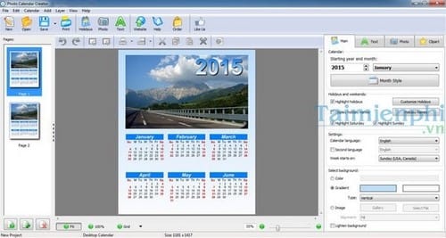 lich 2015 with Photo Calendar Creator