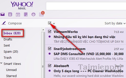 Cách xóa tất cả email trong Yahoo