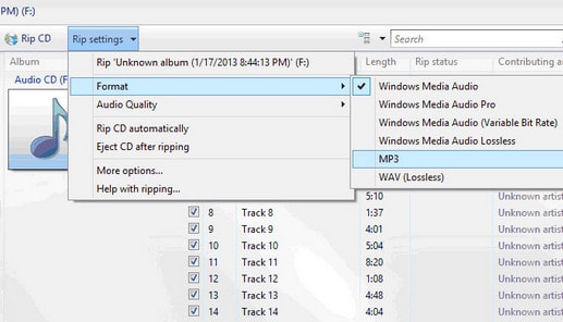 Cách Rip nhạc CD vào máy tính bằng Windows Media Player, Copy nhạc từ đĩa CD