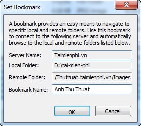 Hướng dẫn tạo và quản lý Bookmark trên CuteFTP