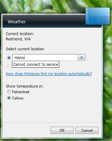 Hiển thị Gadgets Dự báo thời tiết trên desktop