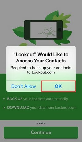 Sao lưu danh bạ iPhone bằng Lookout Mobile Security