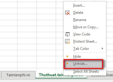 Ẩn Sheet, ẩn bảng tính trong Excel 2013