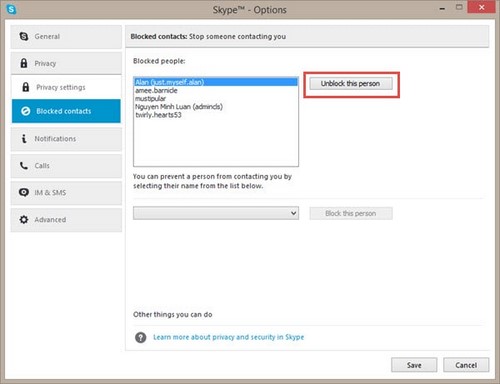 blocked contacts on skype blocked contacts on skype