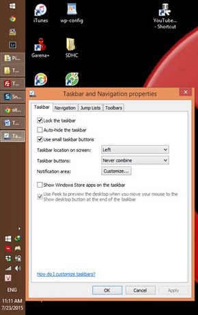 Thay đổi vị trí thanh Taskbar trên Windows