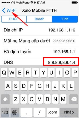 Đổi DNS iPhone, fix DNS iPhone 6, 6plus, 5, 5s, 4s, iPad