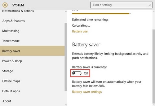 Cách bật chế độ tiết kiệm pin trên Windows 10