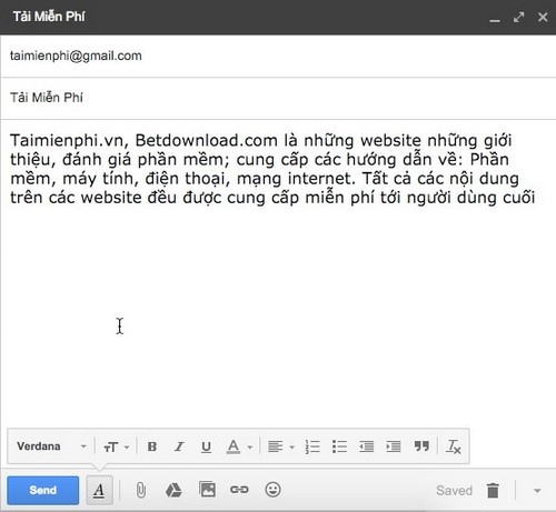 Đổi font chữ khi soạn mail trong gmail