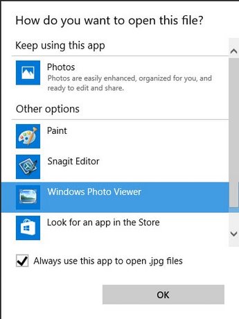 Xem ảnh trên Windows 10 bằng Windows Photo Viewer cũ
