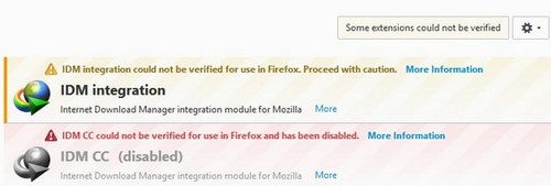 Lỗi IDM CC không xác thực trên Firefox chạy Windows 10