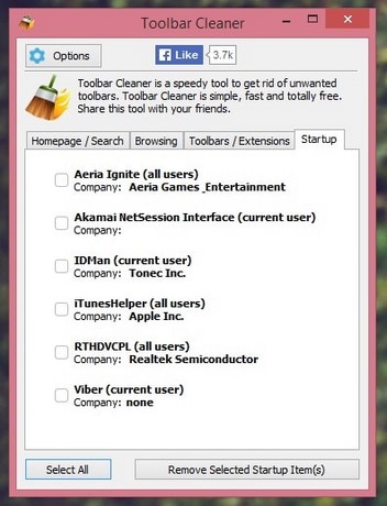 Toolbar Cleaner - Xóa Toolbar trình duyệt web hiệu quả