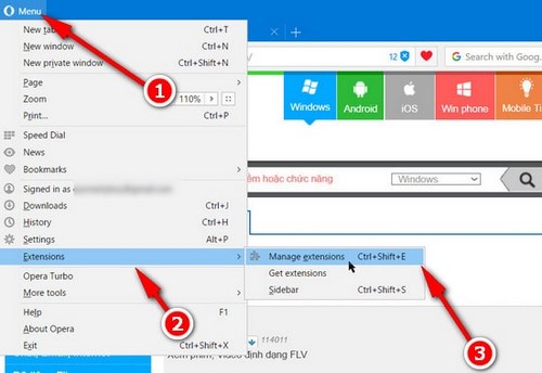 bat tat extension trên opera