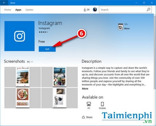 Cài Instagram cho Win 10, setup Instagram trên Windows 10