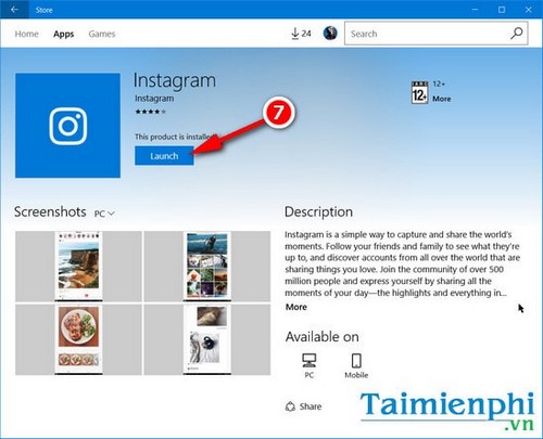 Cài Instagram cho Win 10, setup Instagram trên Windows 10