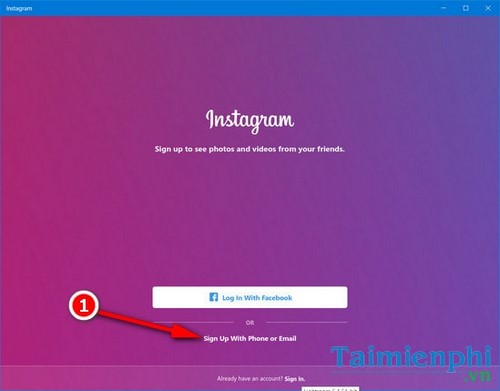 dang ky instagram phien ban pc cho windows 10