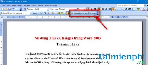 bat chuc nang track changes word 2003