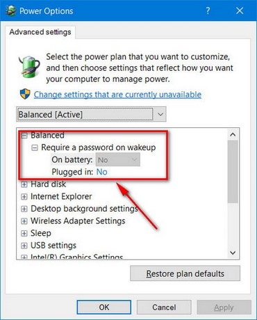Cách thêm Require a password on wakeup vào Power Options trong Windows 10