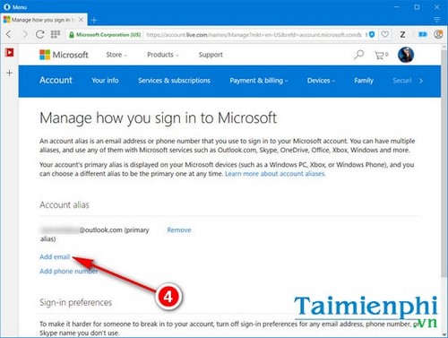 Thay đổi tài khoản email chính Microsoft trên Windows 10