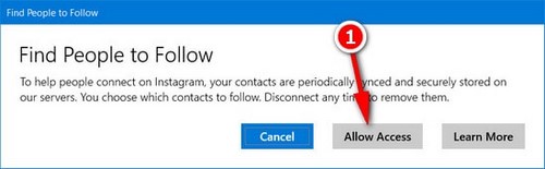 Tìm kiếm, theo dõi bạn bè trên Instagram phiên bản PC cho Windows 10