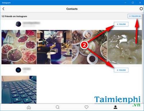 Tìm kiếm, theo dõi bạn bè trên Instagram phiên bản PC cho Windows 10