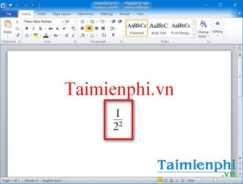 Cách viết phân số có mũ trong word 2003, 2007, 2010, 2013, 2016?