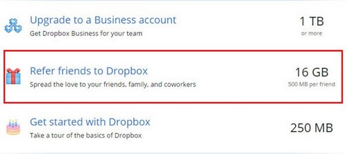 Cách tăng dung lượng tài khoản Dropbox