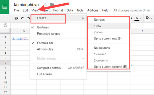 meo su dung google sheets