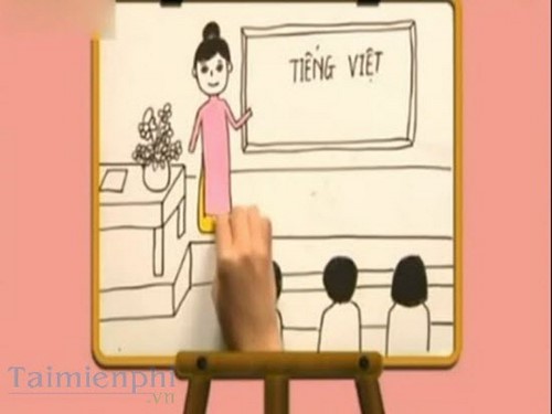 Bức tranh vẽ cô giáo đang giảng bài, những bức vẽ kỷ niệm 20/11 - Trường  THCS Quán Toan