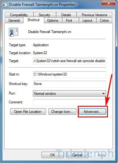 Cách tạo shortcut tường lửa trong Windows 7
