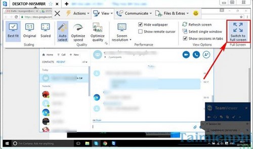 Chọn kích thước cửa sổ Teamviewer