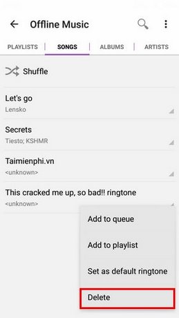 Cách xóa nhạc trong Zing MP3 trên Android
