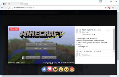 Cách phát trực tiếp game MineCraft trên Facebook