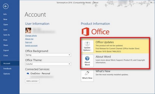 huong dan cach kiem tra phien ban office