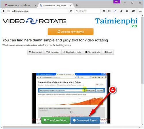 Xoay video bị ngược trực tuyến, không cần phần mềm bằng Video Rotate 4