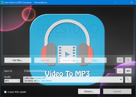 Chuyển đổi video sang âm thanh MP3, WAV bằng Free Video to MP3 Converter