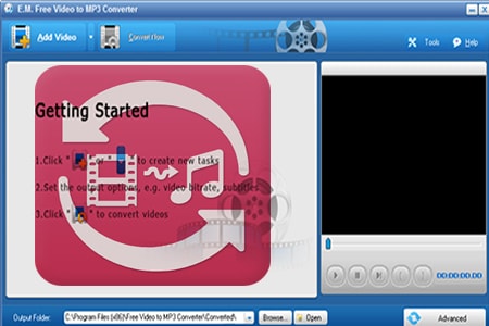 Đổi video sang Mp3 bằng E.M. Free Video to MP3 Converter