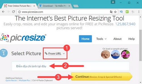 Thay đổi kích thước ảnh trực tuyến bằng Pic Resize