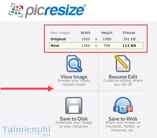 Thay đổi kích thước ảnh trực tuyến bằng Pic Resize