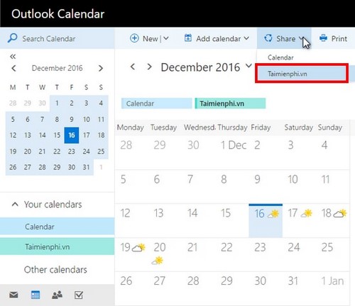 Cách chia sẻ lịch Outlook trên Windows 10