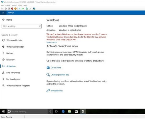 switch windows 10 pro insider preview to full version